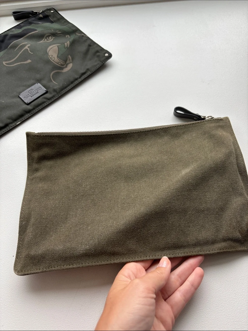 Valentino Garavani Olive and Black Camouflage VLTN Pouch